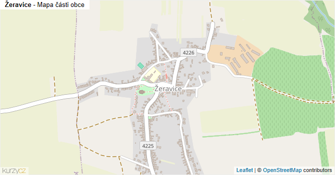 Žeravice - mapa části obce