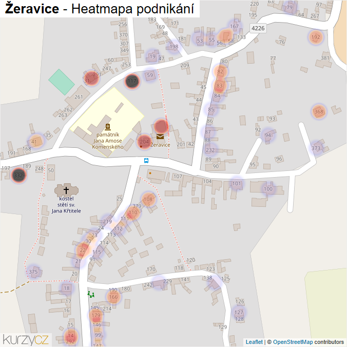 Mapa Žeravice - Firmy v části obce.