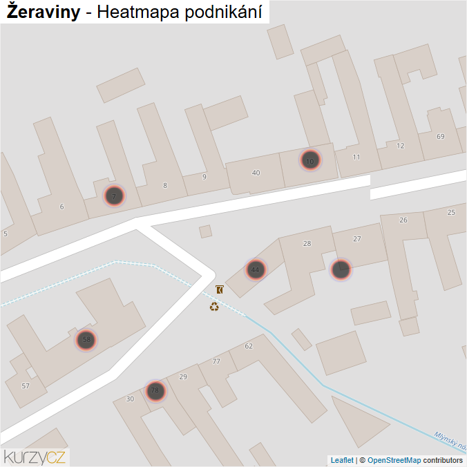 Mapa Žeraviny - Firmy v obci.