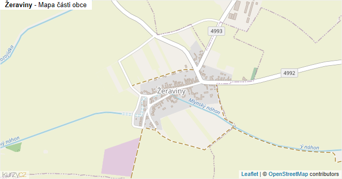 Žeraviny - mapa části obce