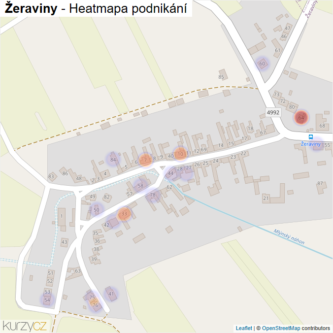 Mapa Žeraviny - Firmy v části obce.