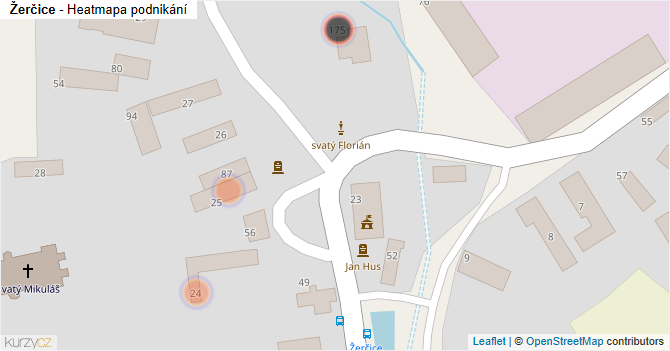 Žerčice - mapa podnikání