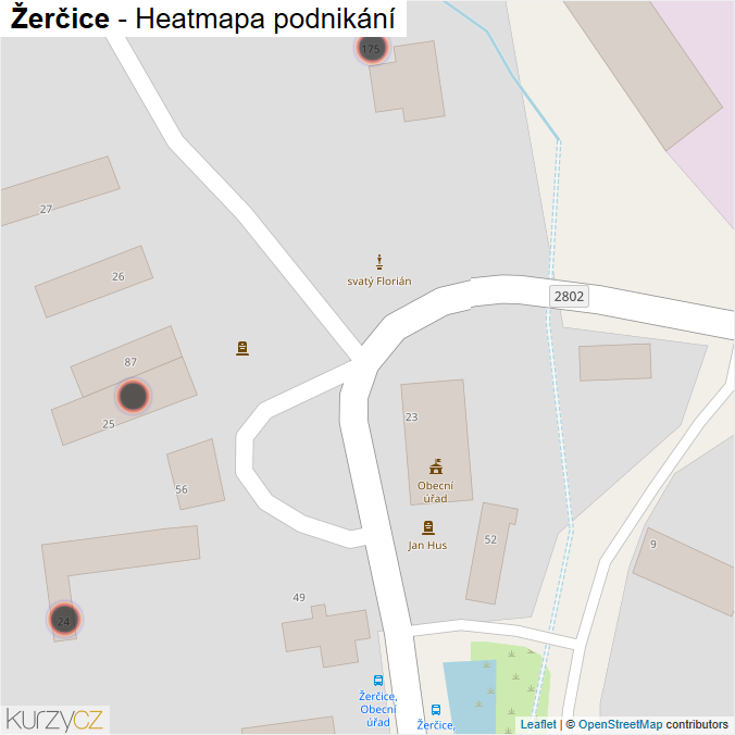 Mapa Žerčice - Firmy v obci.