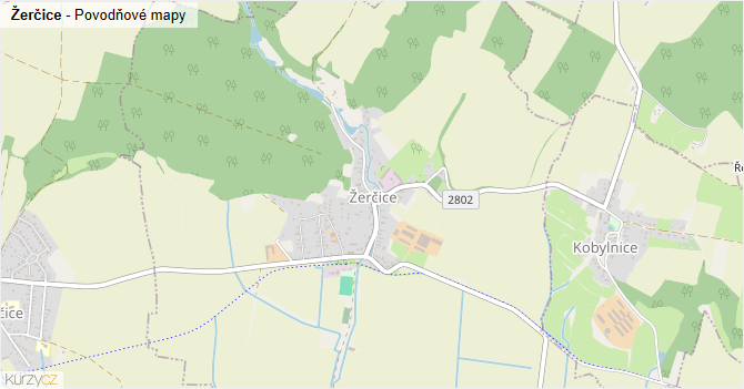 Žerčice - záplavové mapy stoleté vody