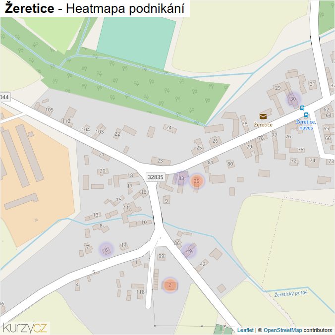 Mapa Žeretice - Firmy v části obce.