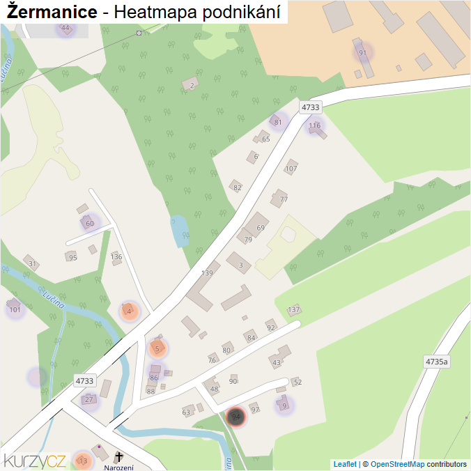 Mapa Žermanice - Firmy v části obce.