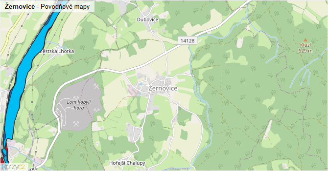 Žernovice - záplavové mapy stoleté vody