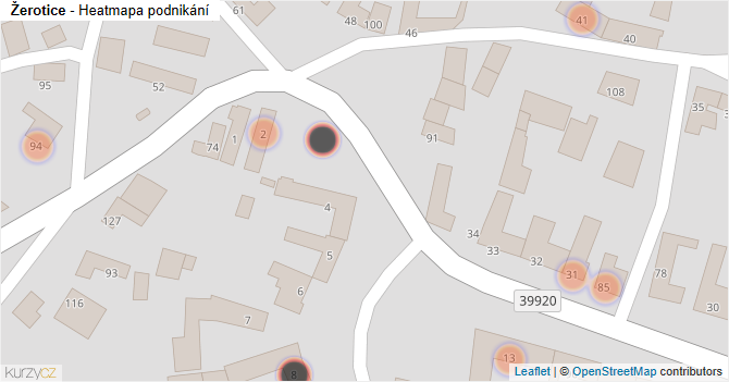 Žerotice - mapa podnikání