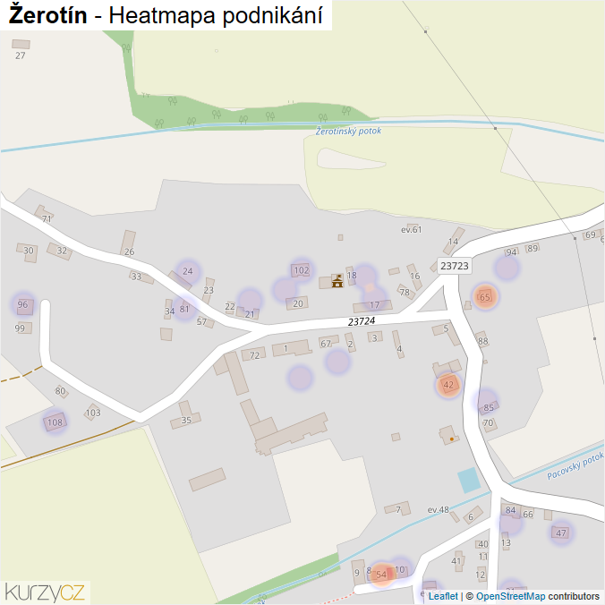 Mapa Žerotín - Firmy v části obce.