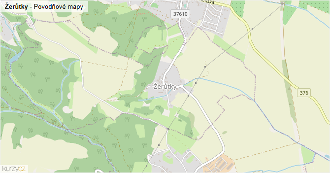 Žerůtky - záplavové mapy stoleté vody