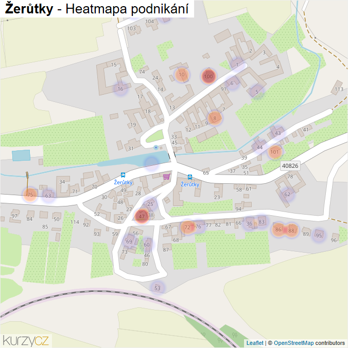 Mapa Žerůtky - Firmy v části obce.
