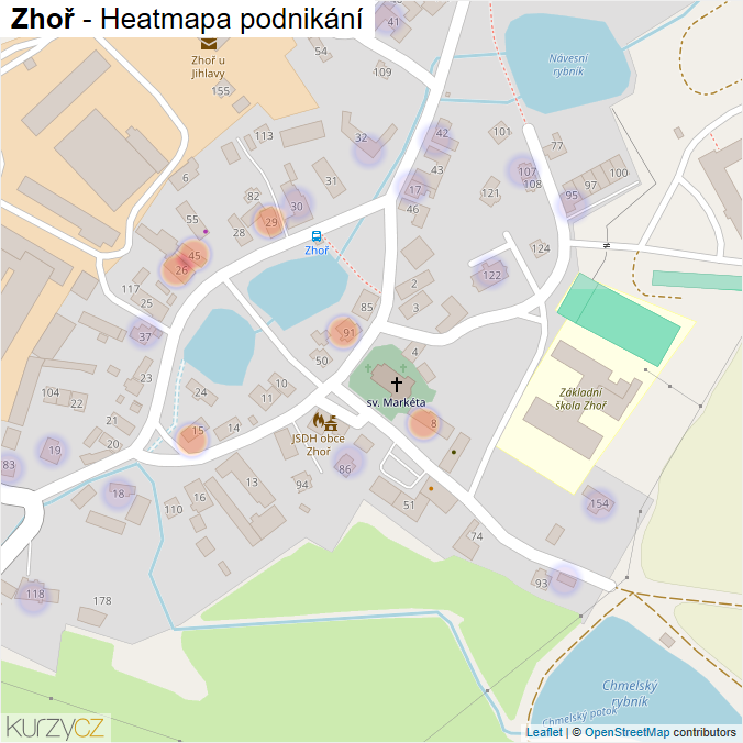 Mapa Zhoř - Firmy v části obce.