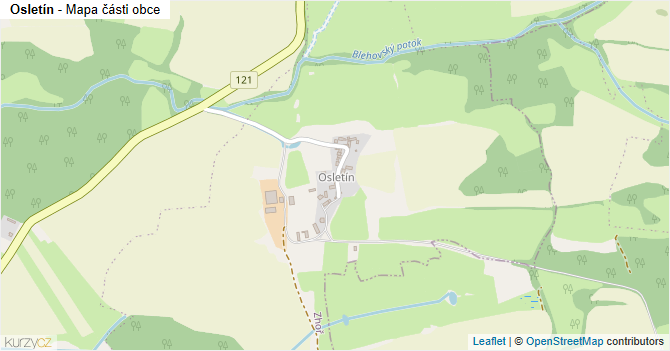 Osletín - mapa části obce