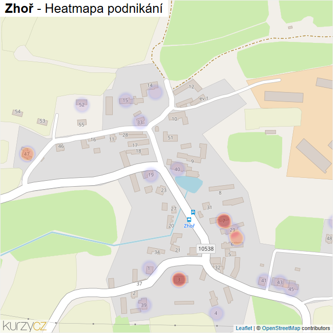 Mapa Zhoř - Firmy v části obce.