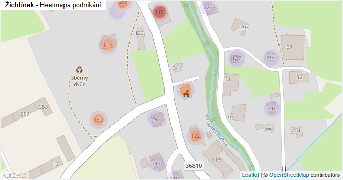 Žichlínek - mapa podnikání