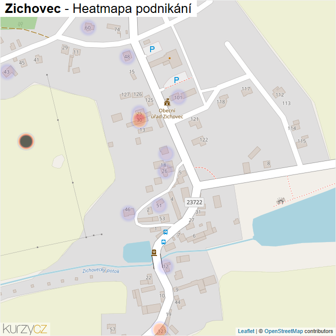 Mapa Zichovec - Firmy v části obce.
