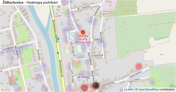 Židlochovice - mapa podnikání