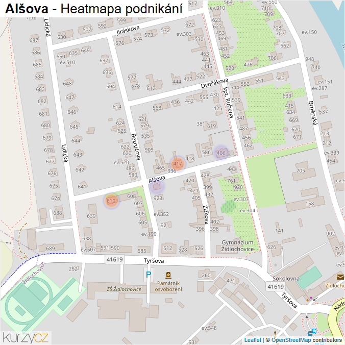 Mapa Alšova - Firmy v ulici.