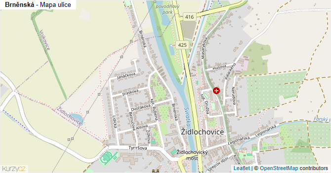 Brněnská - mapa ulice