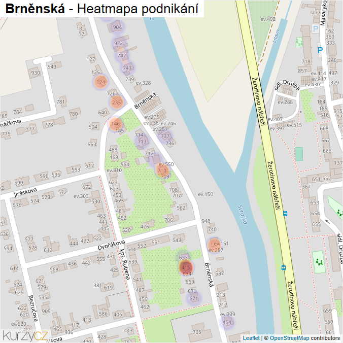 Mapa Brněnská - Firmy v ulici.