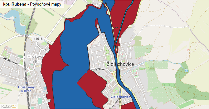 kpt. Rubena - záplavové mapy stoleté vody