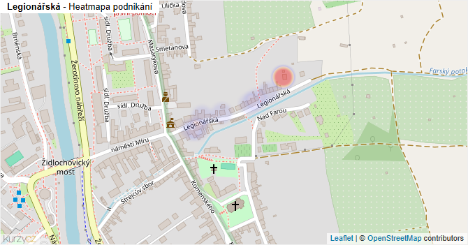 Legionářská - mapa podnikání