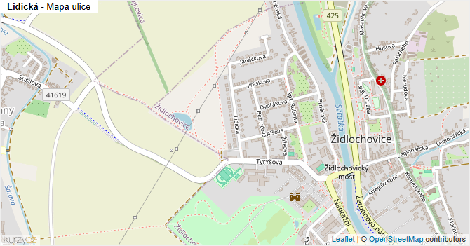 Lidická - mapa ulice