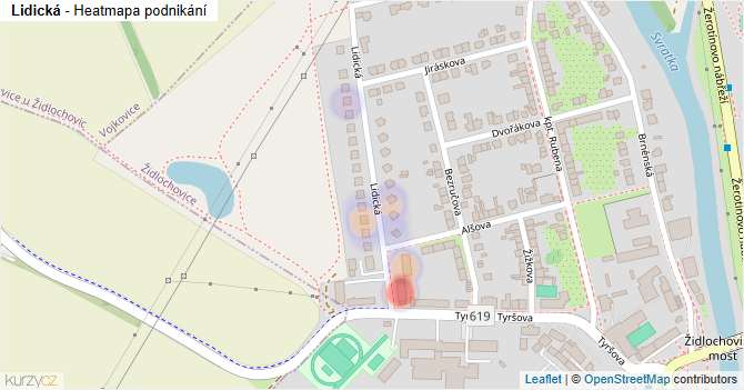 Lidická - mapa podnikání