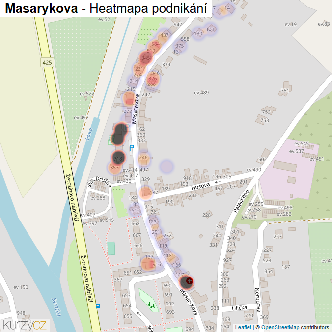 Mapa Masarykova - Firmy v ulici.