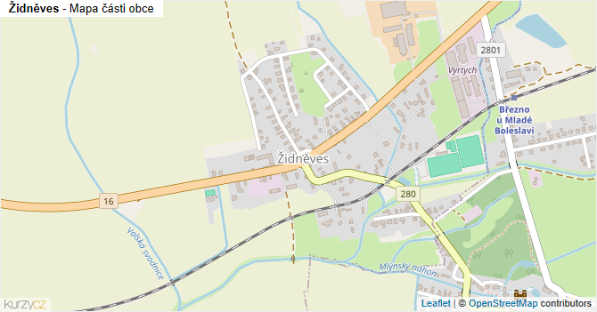 Židněves - mapa části obce