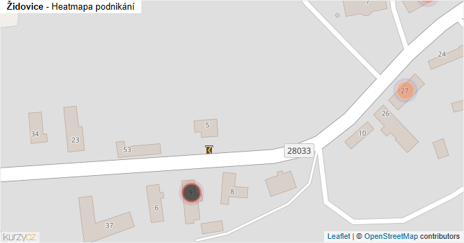 Židovice - mapa podnikání