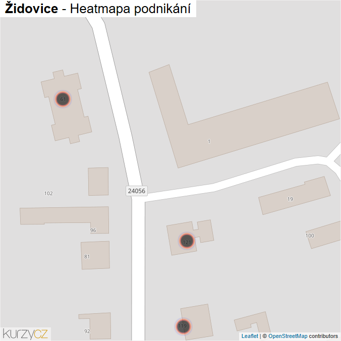 Mapa Židovice - Firmy v obci.