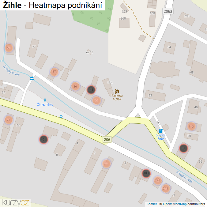 Mapa Žihle - Firmy v obci.