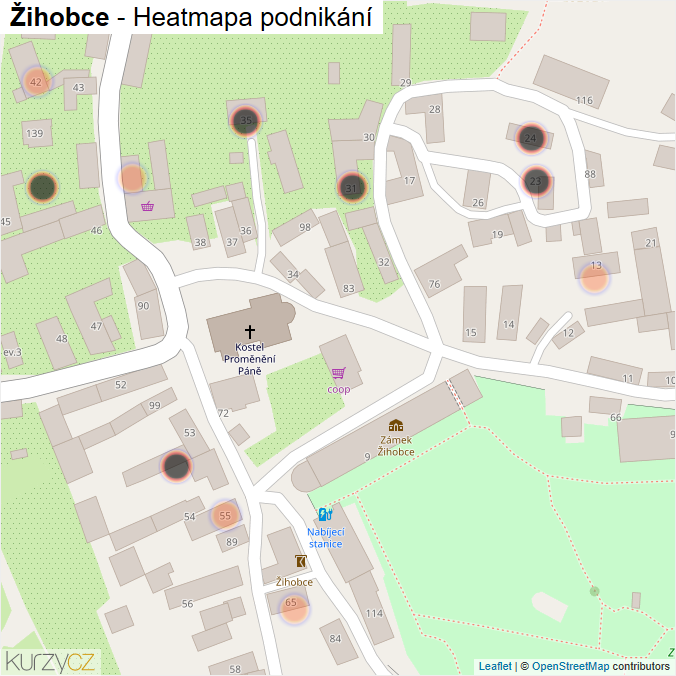 Mapa Žihobce - Firmy v obci.