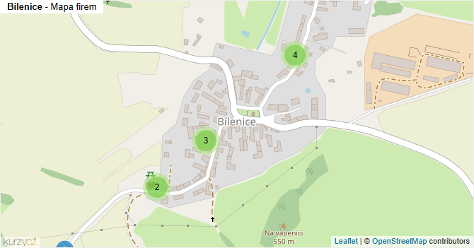 Bílenice - mapa firem