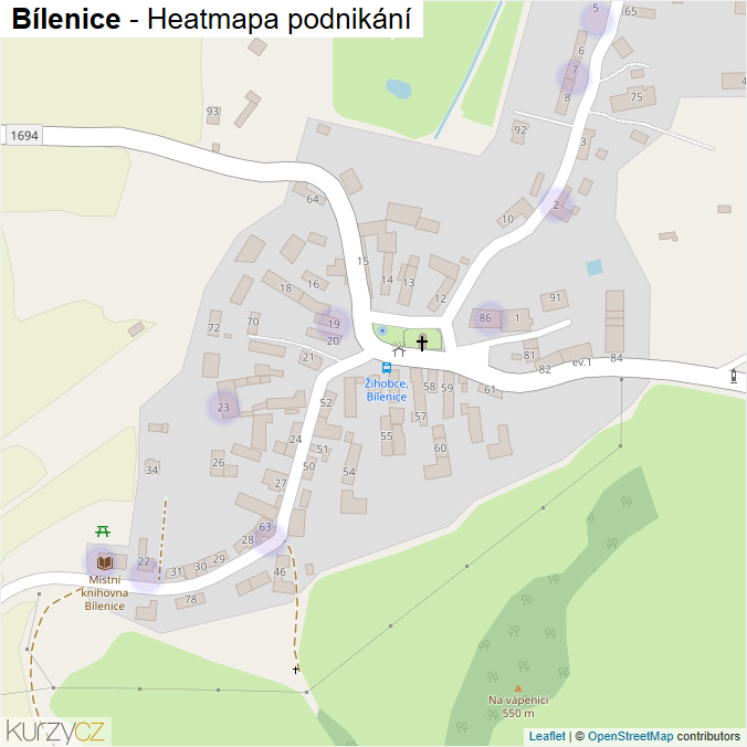 Mapa Bílenice - Firmy v části obce.