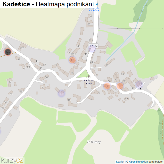 Mapa Kadešice - Firmy v části obce.