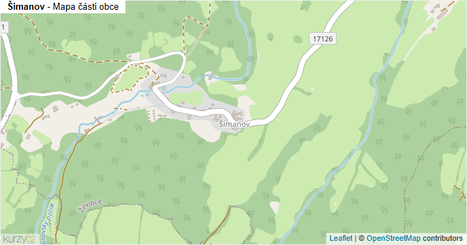 Šimanov - mapa části obce