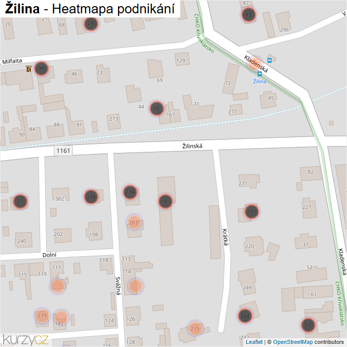 Mapa Žilina - Firmy v obci.