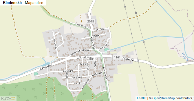 Kladenská - mapa ulice