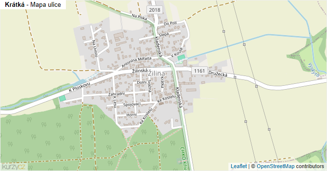 Krátká - mapa ulice