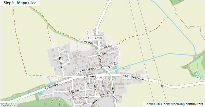 Slepá - mapa ulice