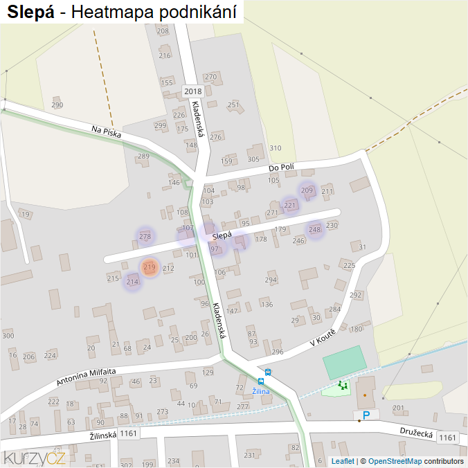 Mapa Slepá - Firmy v ulici.
