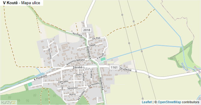 V Koutě - mapa ulice