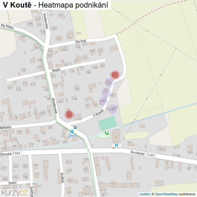 Mapa V Koutě - Firmy v ulici.