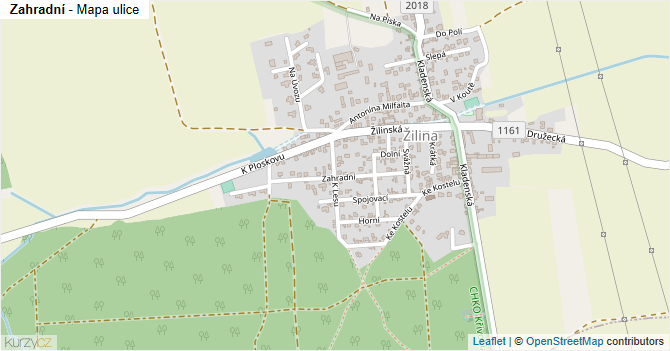 Zahradní - mapa ulice