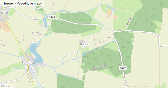 Hrušov - záplavové mapy stoleté vody