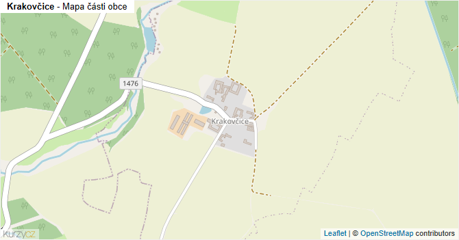 Krakovčice - mapa části obce