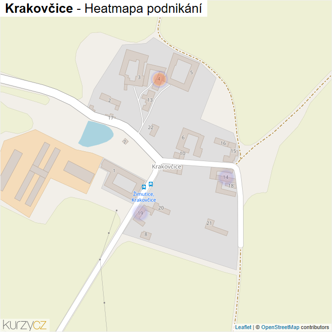 Mapa Krakovčice - Firmy v části obce.