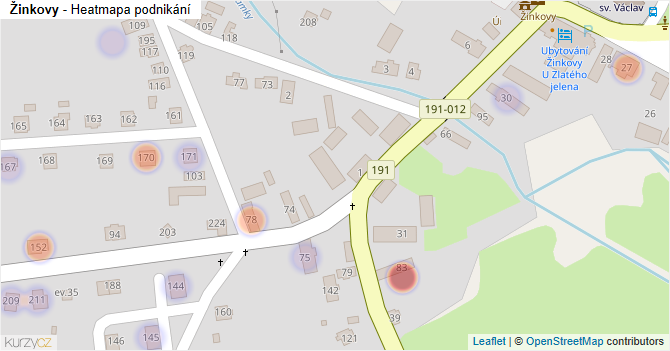 Žinkovy - mapa podnikání